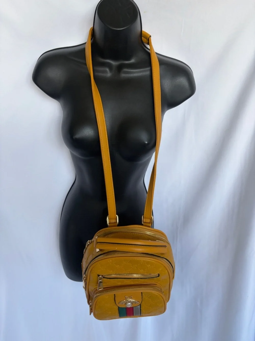 Diophy Queen Bee Mini Backpack,‎ mustard yellow, EUC, 10”x8”x5”
